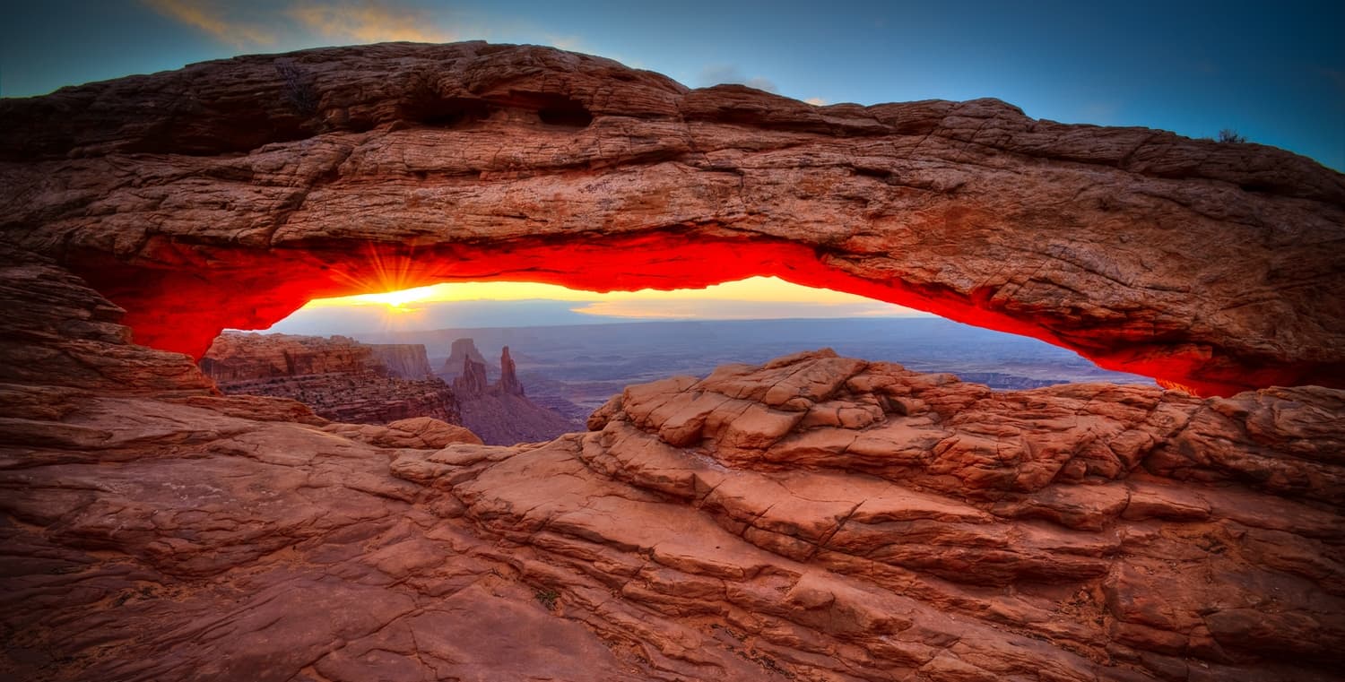 Sunrise beneath Mesa Arch, Canyonlands National Park, Utah